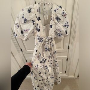 WAYF Tie Back Puff Sleeve Midi Dress (Size XL)